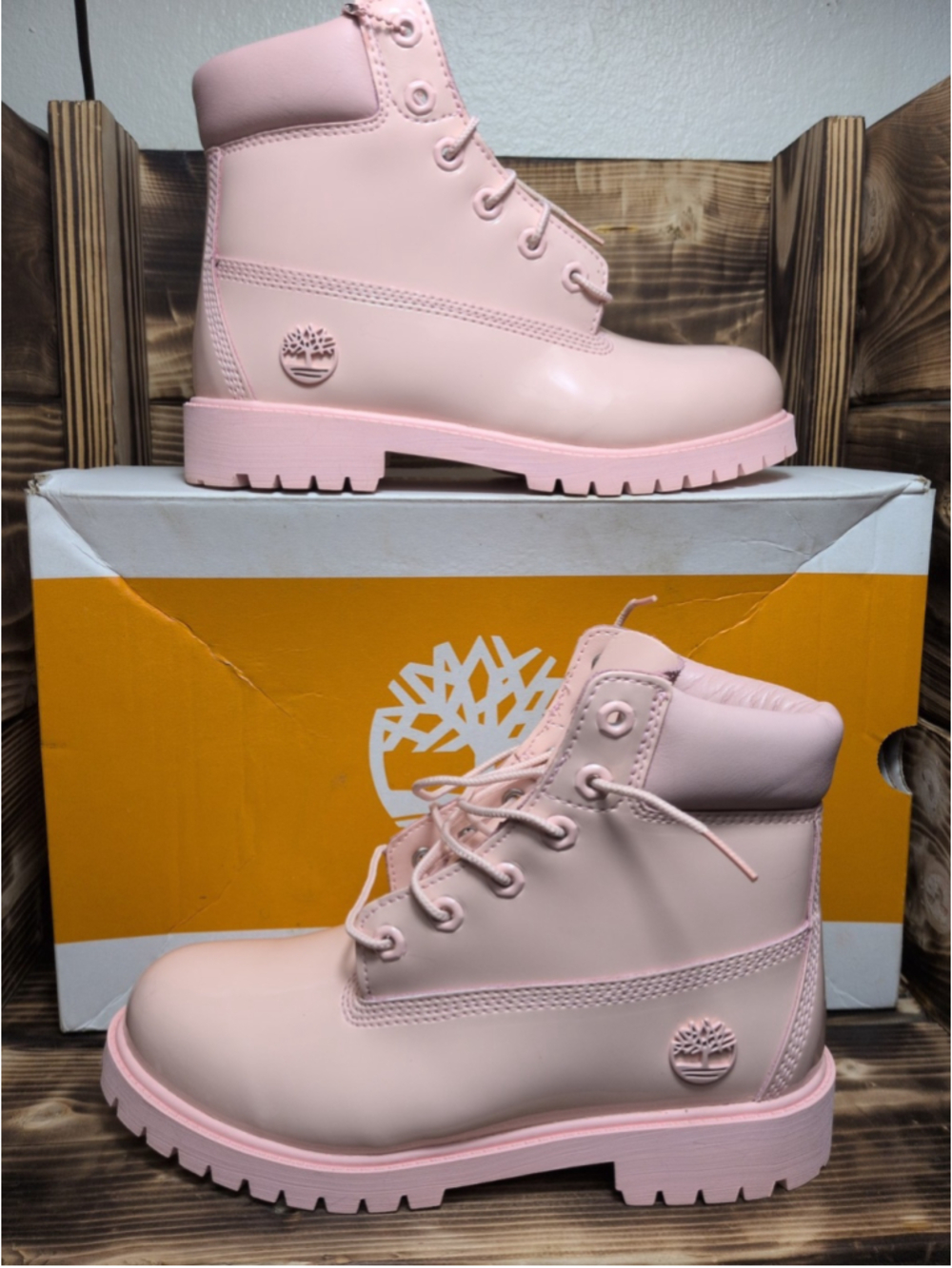 Timberland Premium 6 In Waterproof Patent Leather Pink Unisex Kids Size 5 Boots